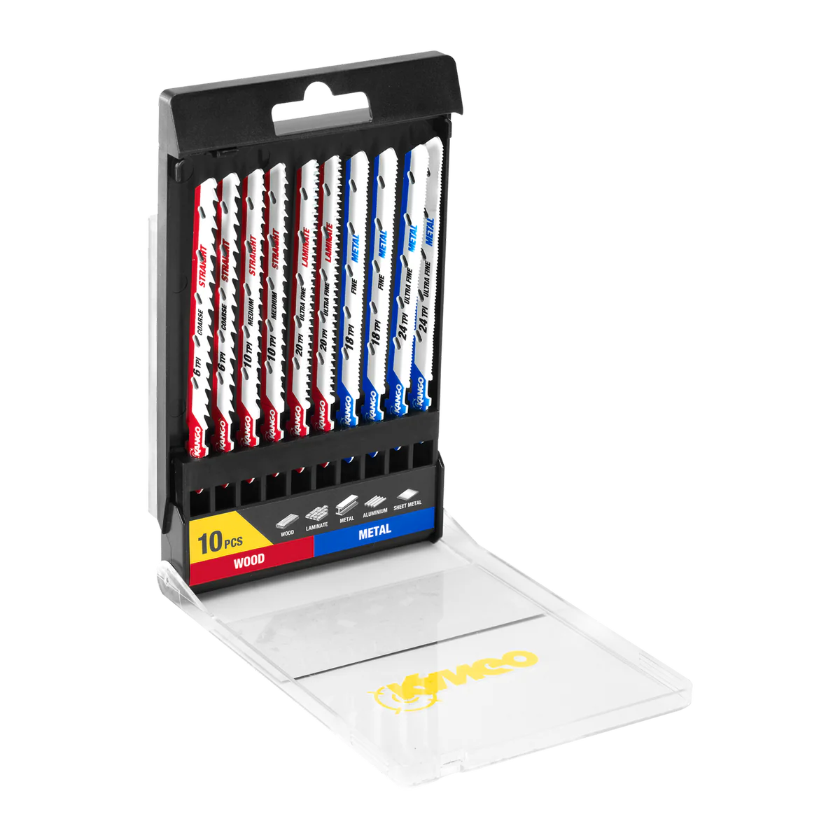 Kango 10 Piece All Purpose Jigsaw Blade Set - 102mm x 13mm x 124mm - Bi-Metal Blades for Timber & Metal Cutting - Image 3