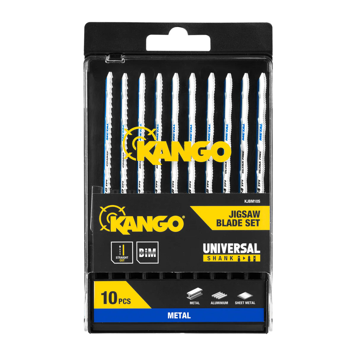 Kango 10 Piece Metal Jigsaw Blade Set - Bi-Metal - 102mm x 13mm x 124mm - Precision Cutting