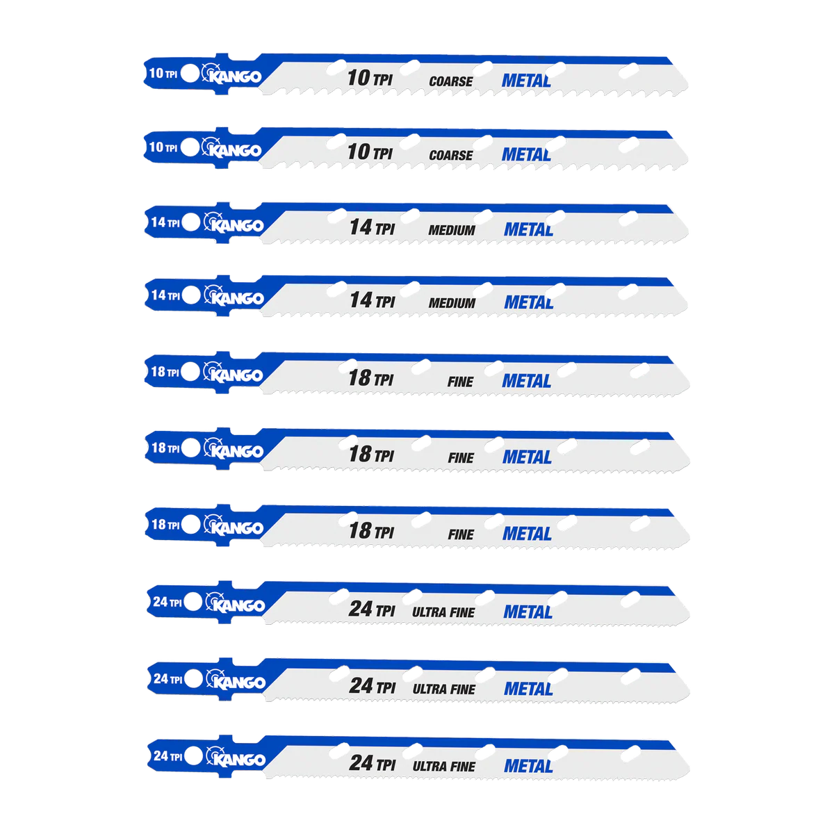 Kango 10 Piece Metal Jigsaw Blade Set - Bi-Metal - 102mm x 13mm x 124mm - Precision Cutting - Image 2