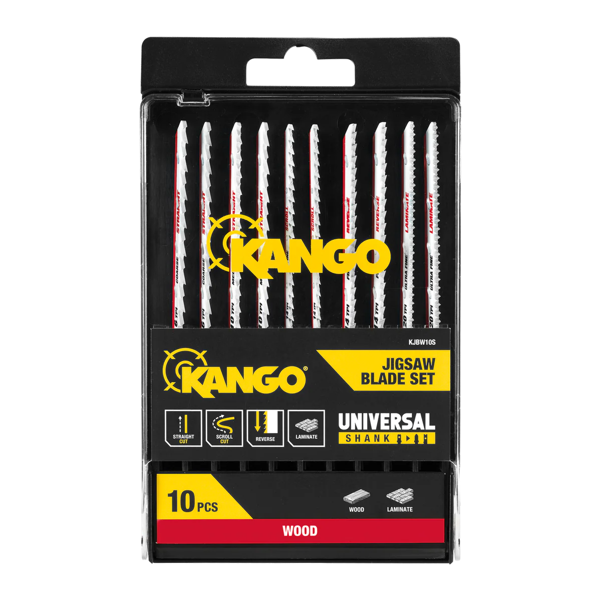 Kango 10 Piece Wood Jigsaw Blade Set - 102mm x 13mm x 124mm - Precision Cutting