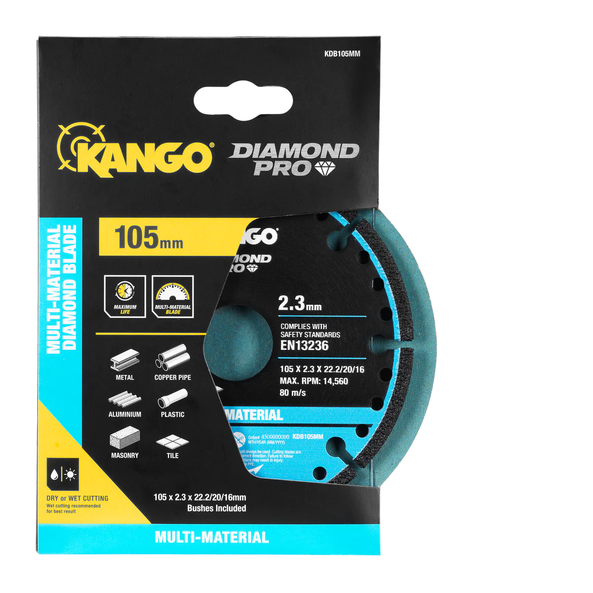 Kango 105mm Multi Material Diamond Blade - Durable Cutting Tool for Metal, Plastic, Masonry