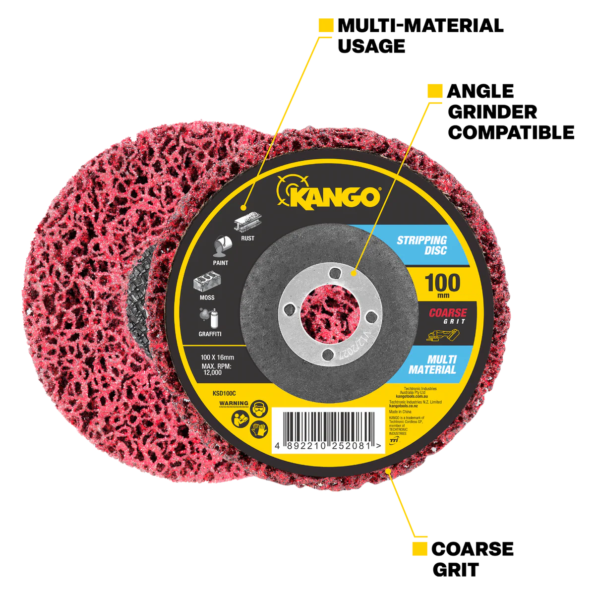 Kango 115mm Coarse Grit Stripping Disc - Efficient Rust & Paint Removal - Image 2