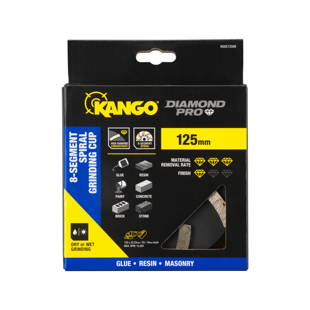 Kango 125mm 8 Segment Spiral Diamond Grinding Cup - Efficient Grinding Tool - Image 2