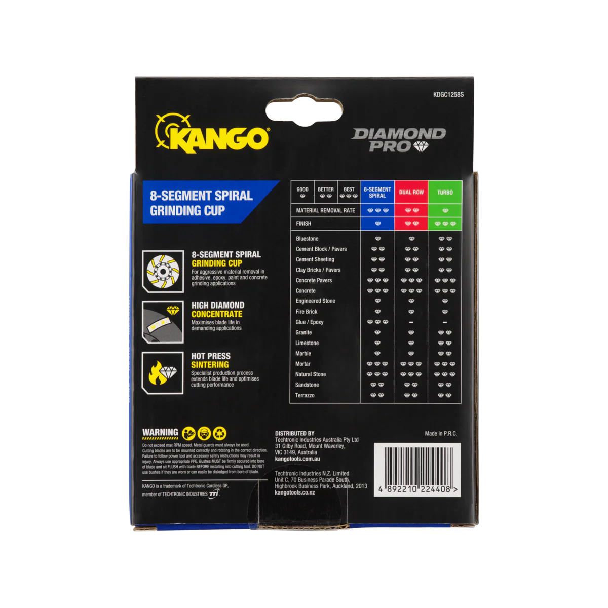 Kango 125mm 8 Segment Spiral Diamond Grinding Cup - Efficient Grinding Tool - Image 3