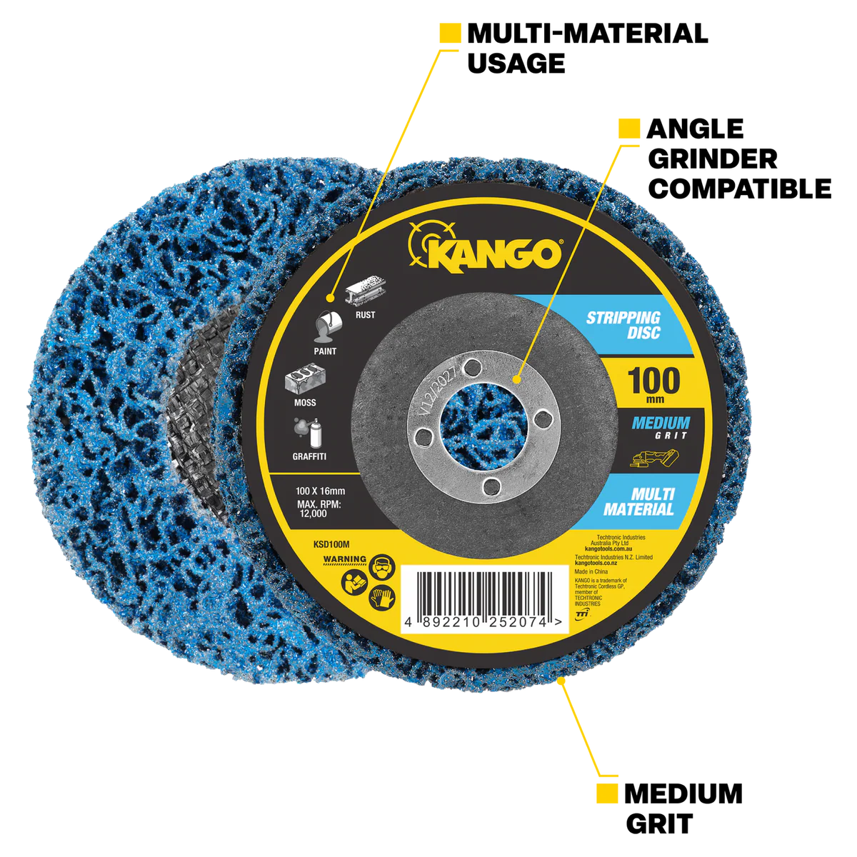 Kango 125mm Medium Grit Stripping Disc - Rust & Paint Removal Tool - Image 2