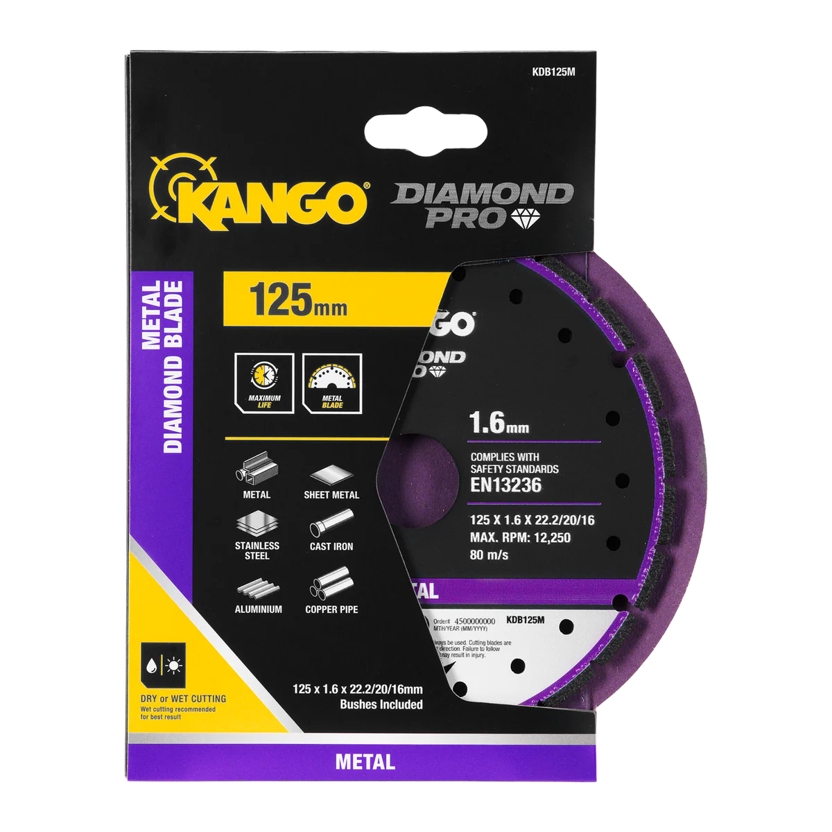 Kango 125mm Metal Diamond Blade - Cutting Sheet Metal, Stainless Steel, Copper, Aluminium