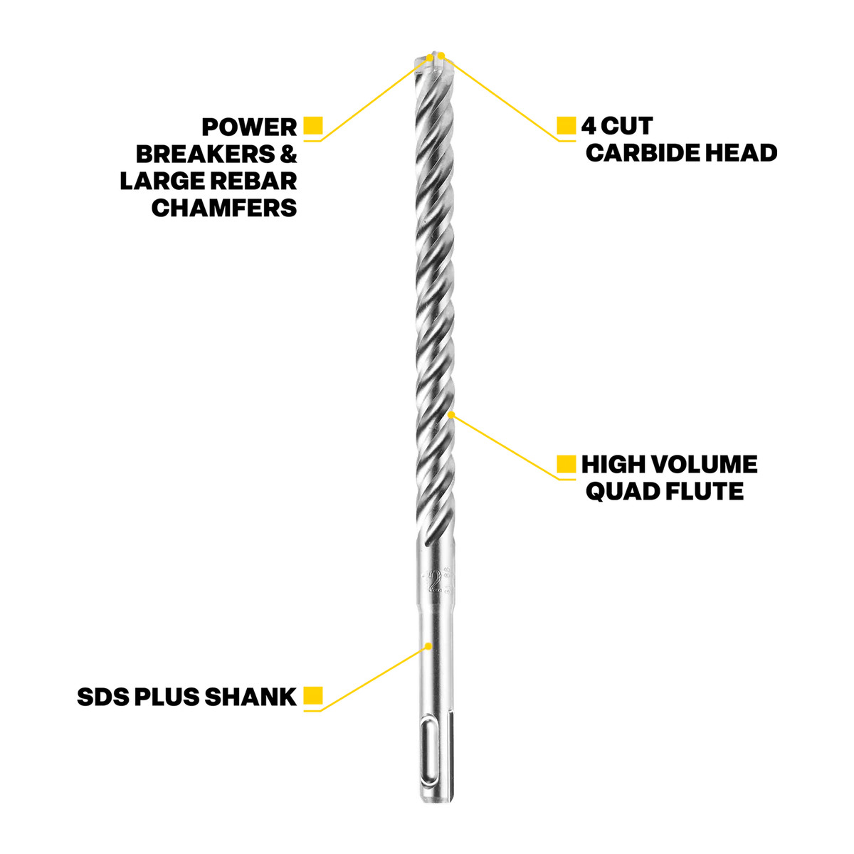 Kango 14mm x 260mm K4 SDS Plus Drill Bit - Solid Carbide Tip - Low Vibration - Image 2