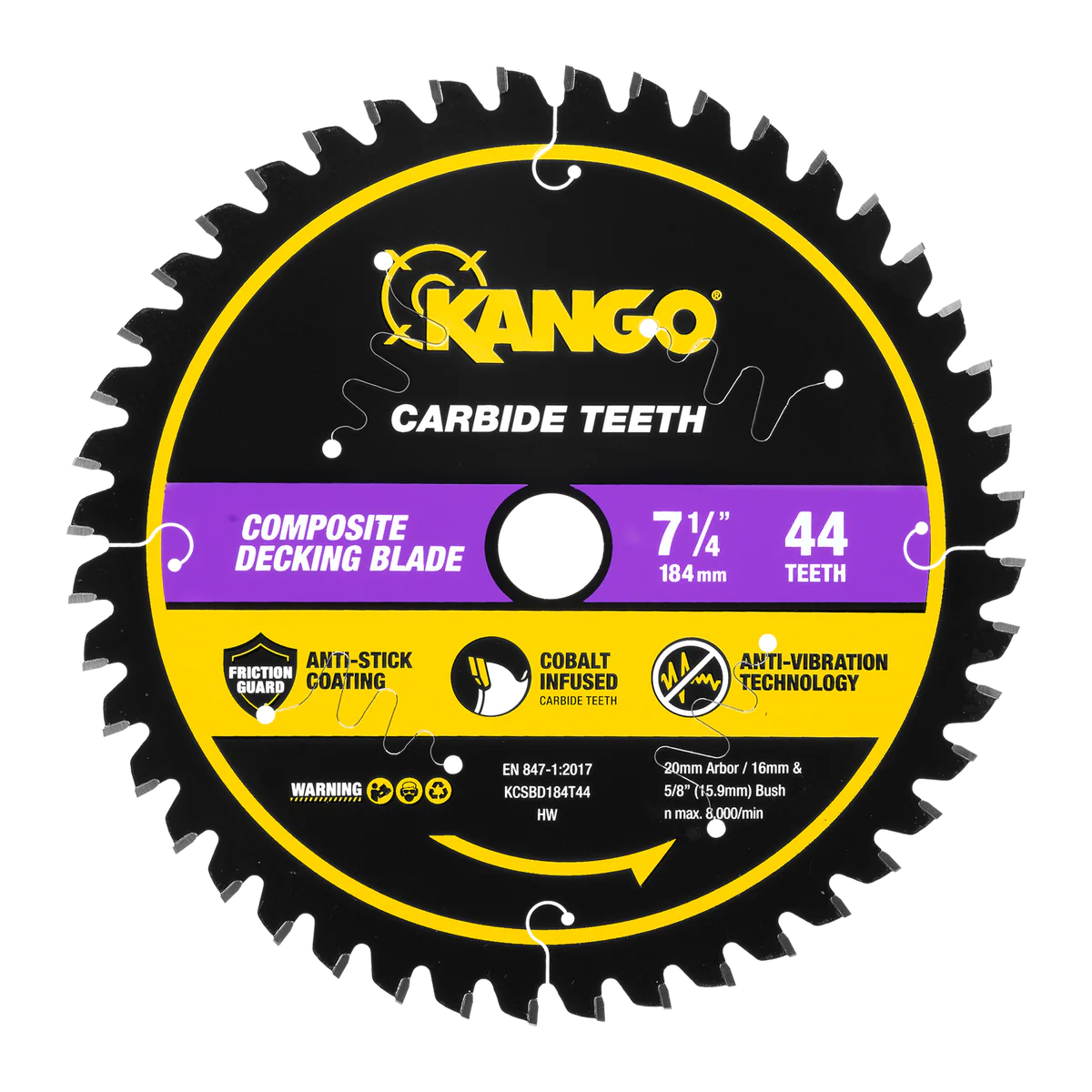 Kango 184mm 44T Composite Decking Circular Saw Blade - Durable - Precise Cuts