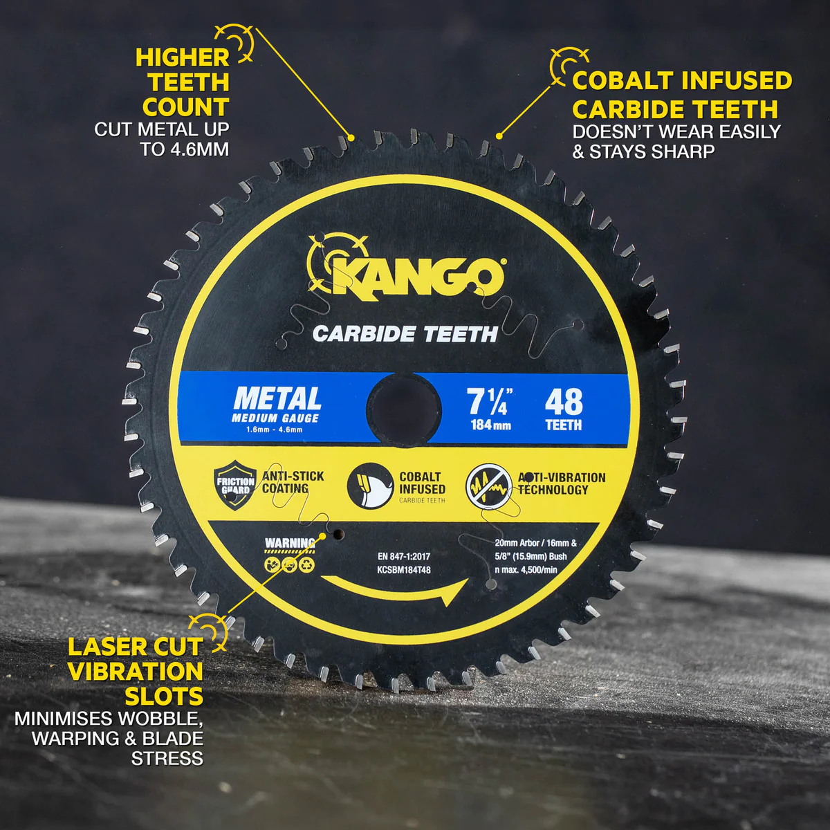 Kango 184mm 48T Metal Circular Saw Blade - Durable Cobalt Carbide - Precision Cuts - Image 4