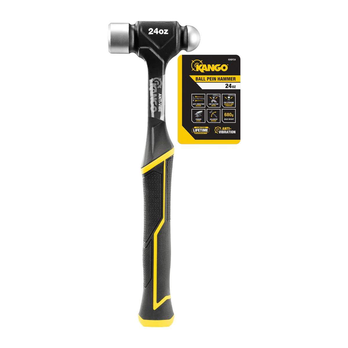 Kango 24oz Anti Vibe Ball Pein Hammer - Dual Face - 36mm x 360mm - Durable - Image 2