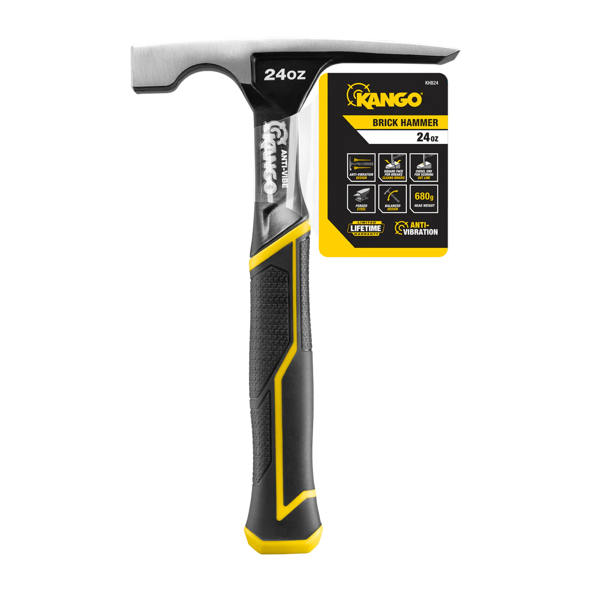 Kango 24oz Anti Vibe Brick Hammer - Dual Face - Heat-Treated Steel - 280mm - Image 4