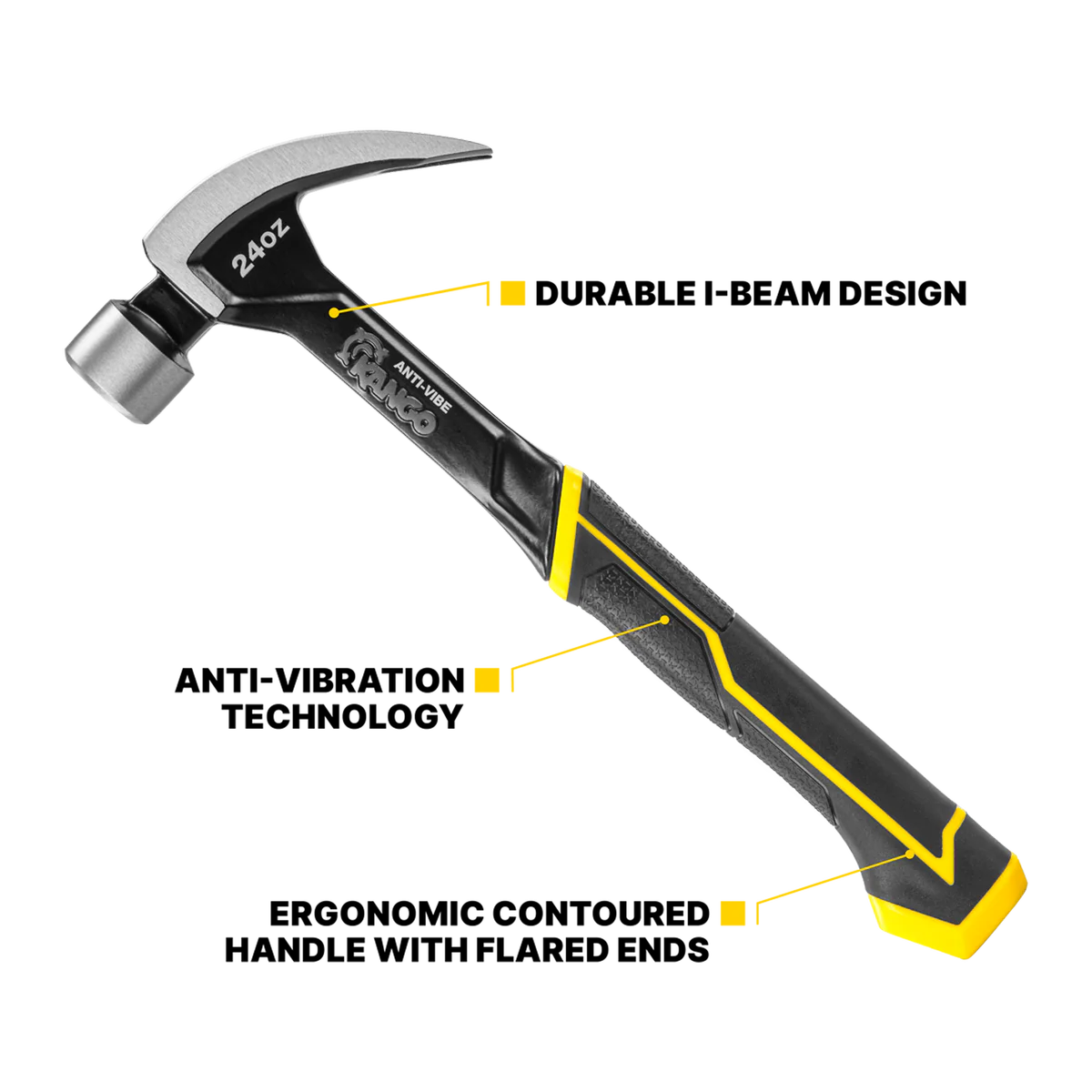Kango 24oz Anti Vibe Steel Claw Hammer - 350mm - Durable & Vibration-Reducing - Image 2