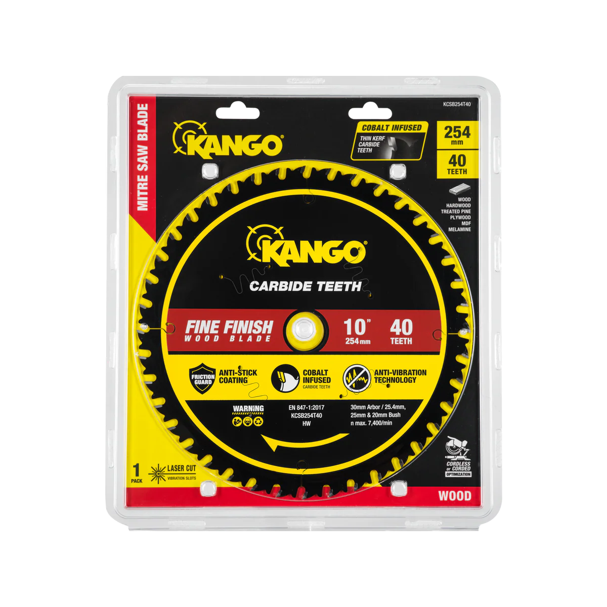 Kango 254mm 40T Wood Mitre Saw Blade - Cobalt-Infused Carbide Teeth - Image 2