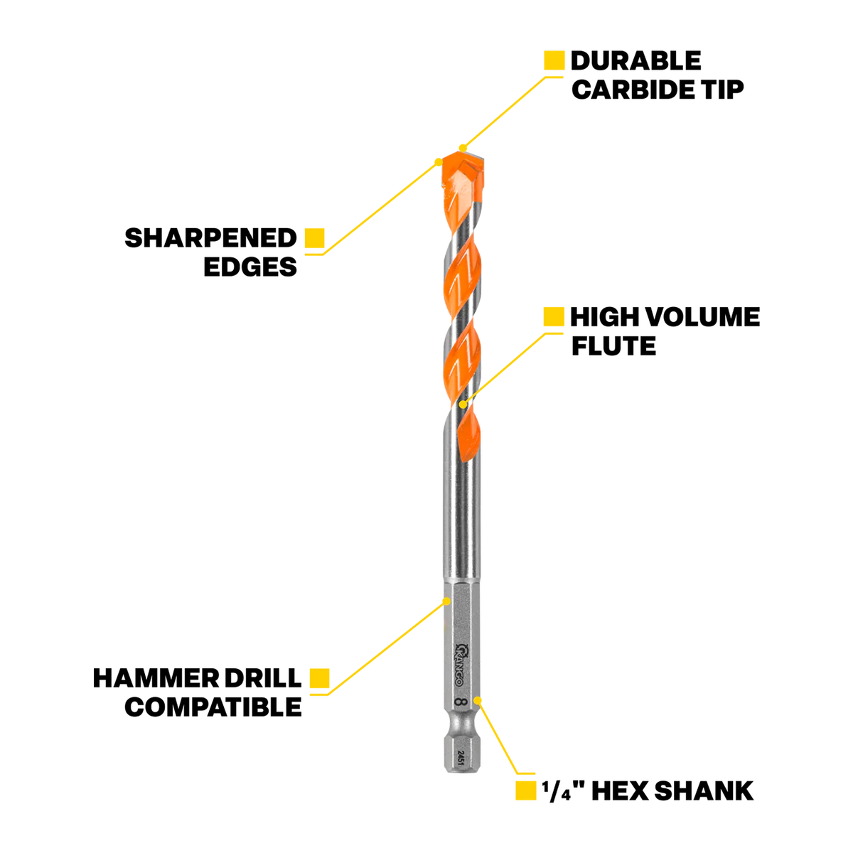 Kango 3 x 90mm Masonry Drill Bit - Durable Carbide Tip - Precision Start Tip - Image 2