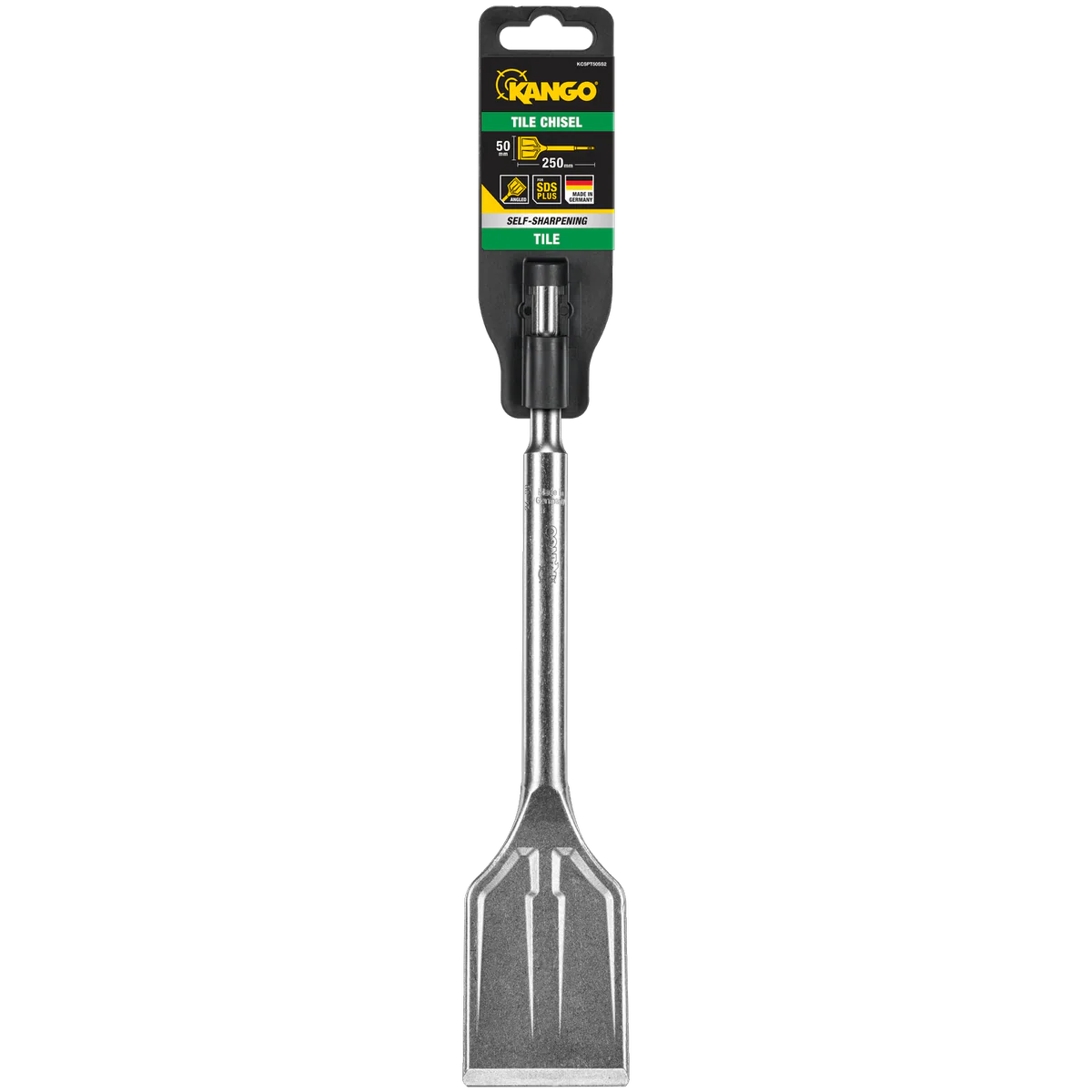 Kango 50mm x 250mm SDS Plus Self Sharpening Angled Tiling Chisel - Durable Alloy - Efficient Tile Removal