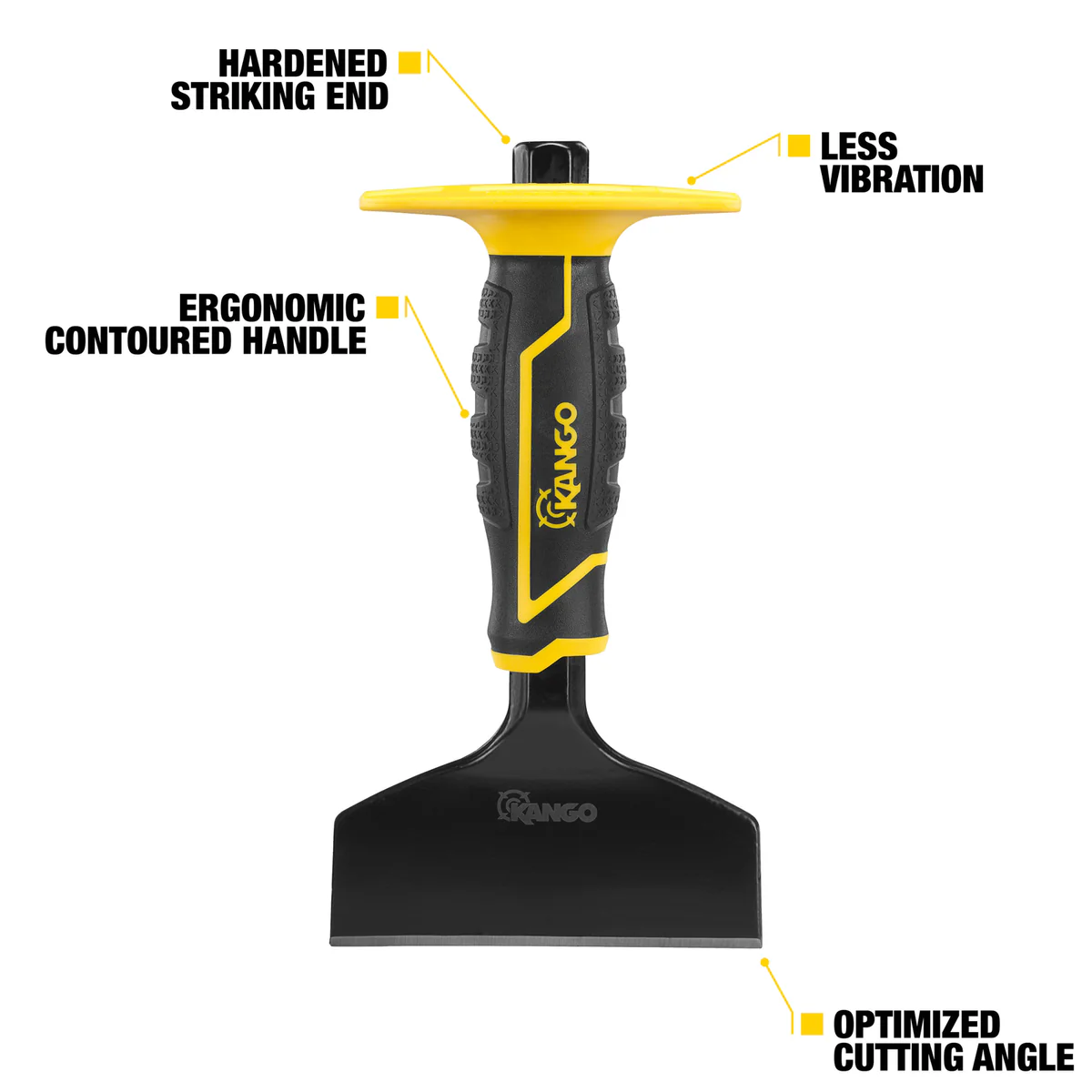 Kango 57mm Masonry Chisel with Hand Protector - Durable CR-V Steel - Ergonomic Handle - Image 2