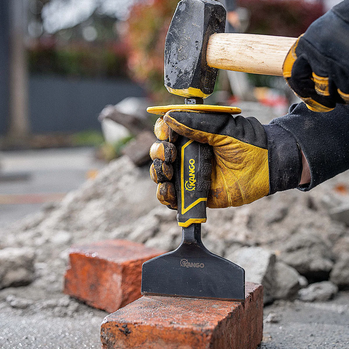 Kango 57mm Masonry Chisel with Hand Protector - Durable CR-V Steel - Ergonomic Handle - Image 3