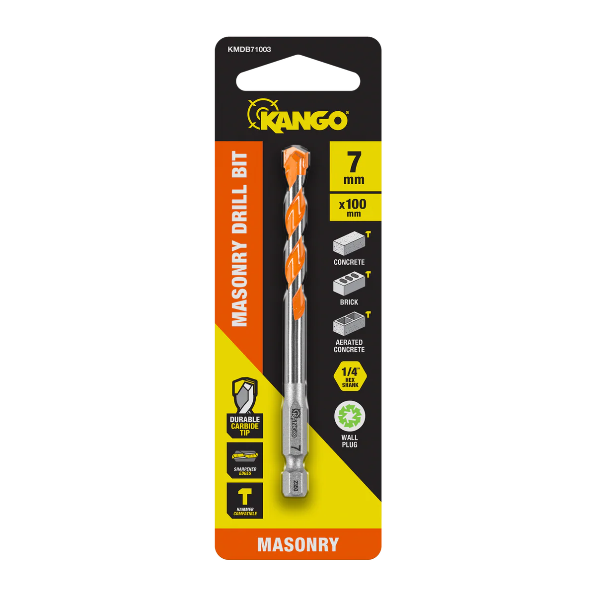 Kango 7 x 100mm Masonry Drill Bit - Durable Carbide Tip - Precision Start Tip