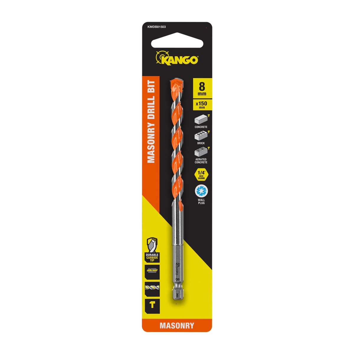 Kango 8mm x 150mm Masonry Drill Bit - Durable Carbide Tip - Precision Start