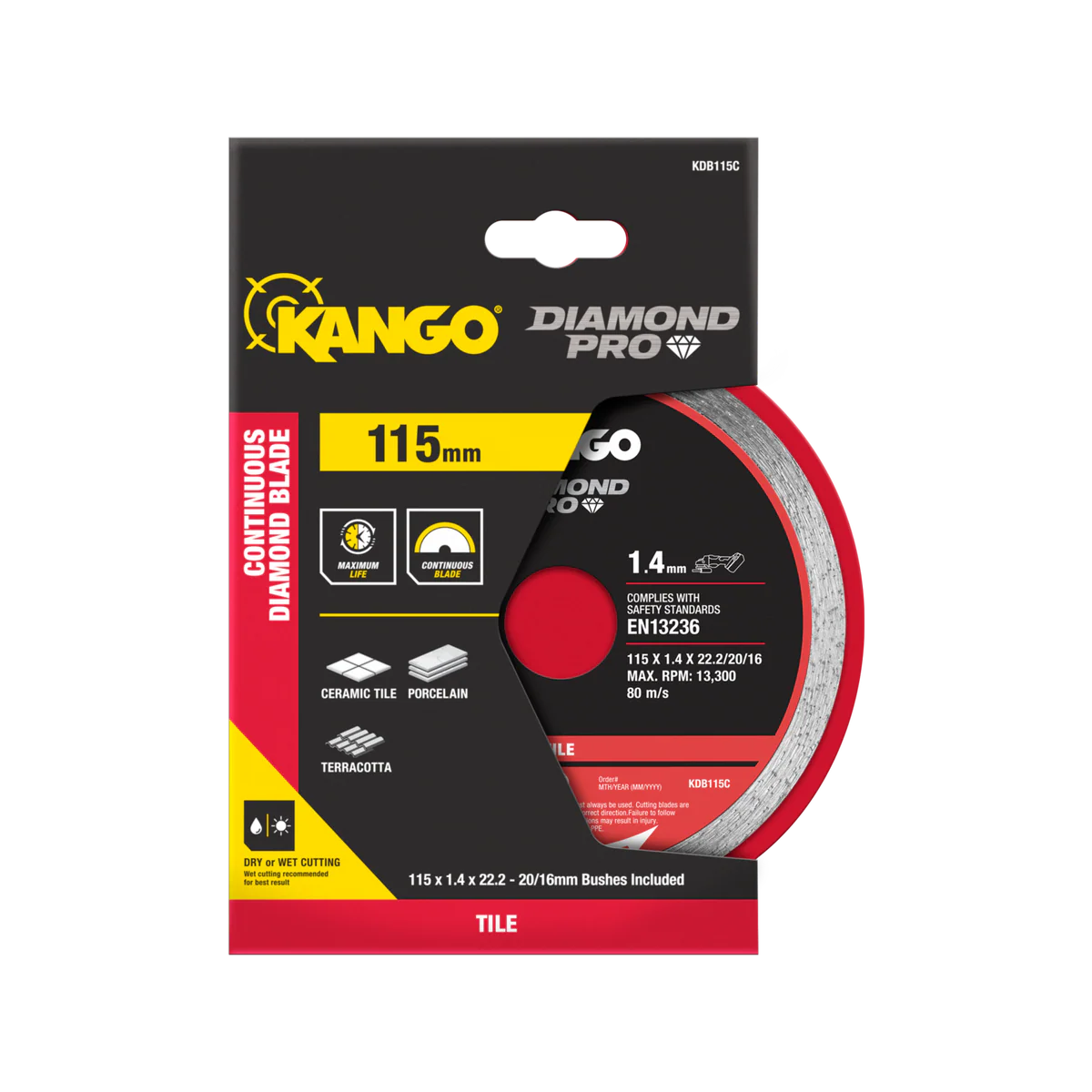 Kango Diamond Saw Blade - 115mm - Continuous Rim - Smooth Cut