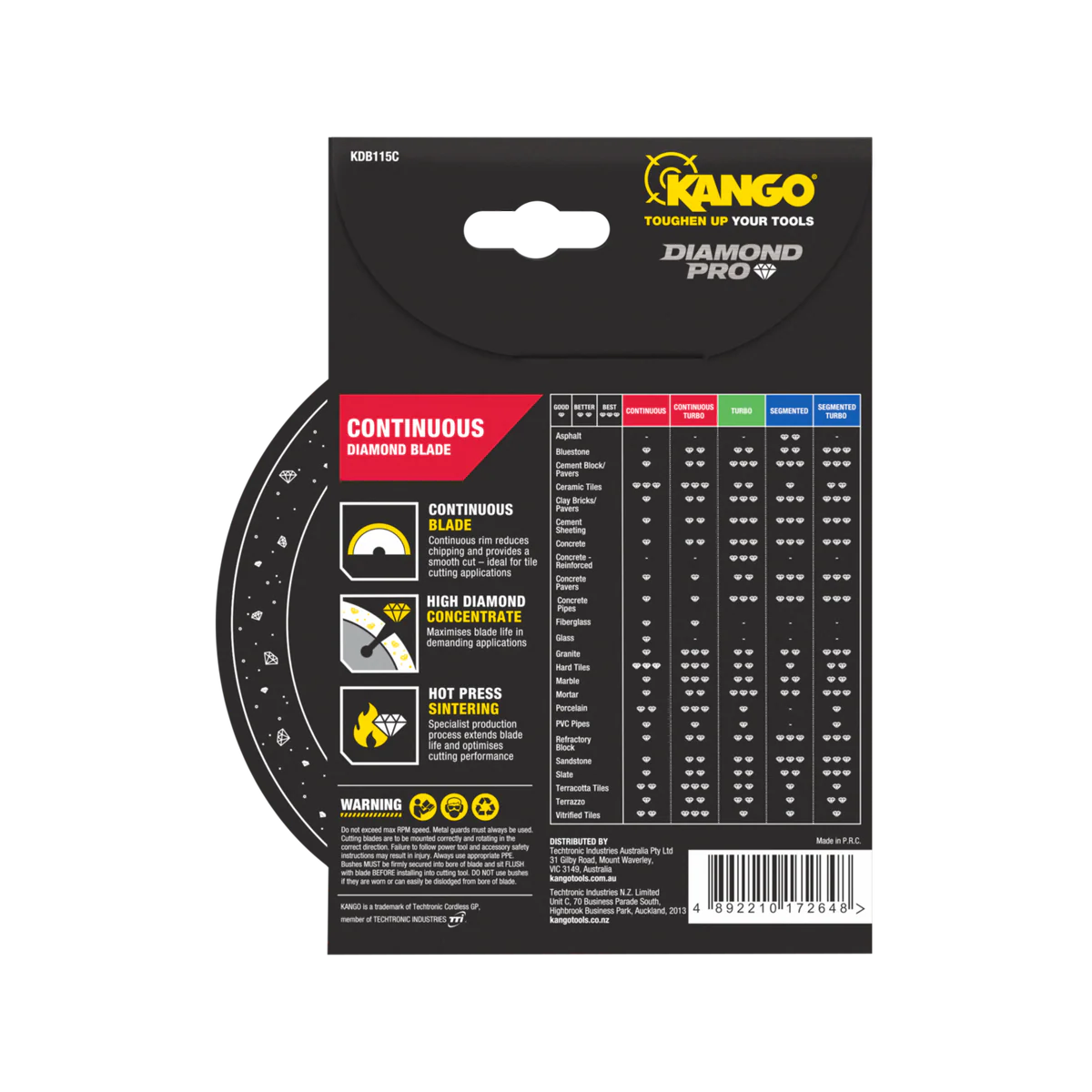 Kango Diamond Saw Blade - 115mm - Continuous Rim - Smooth Cut - Image 3