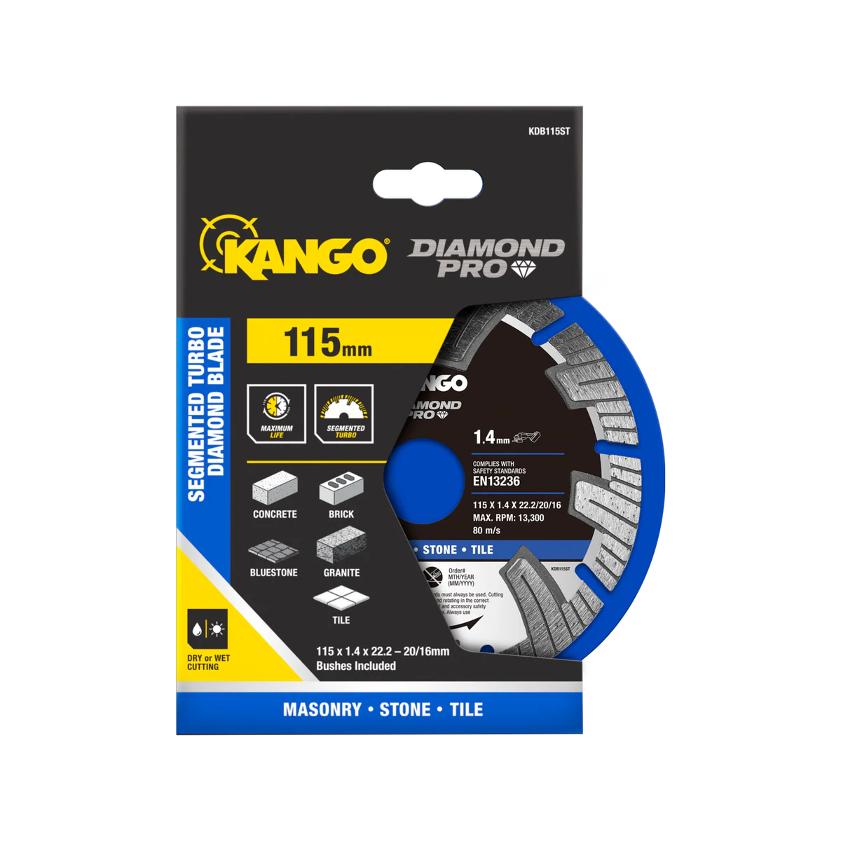 Kango Diamond Saw Blade - 115mm - Turbo - Dry Cutting