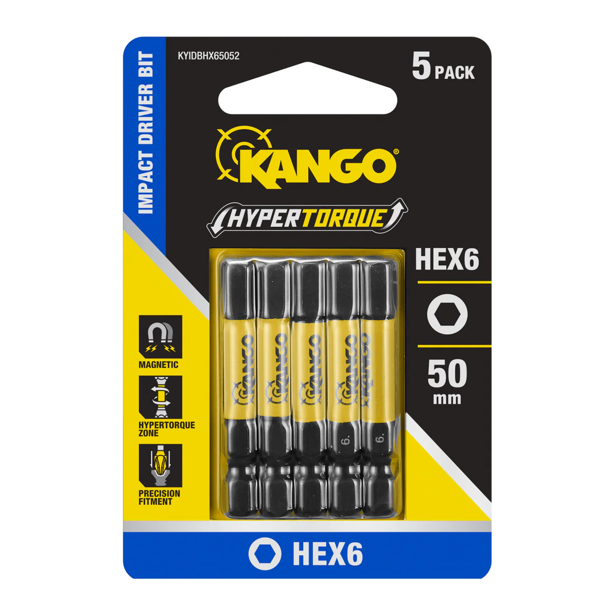 Kango Impact Driver Bit 5 Pack - 50mm HEX6 HYPERTORQUE™ - High Torque Performance