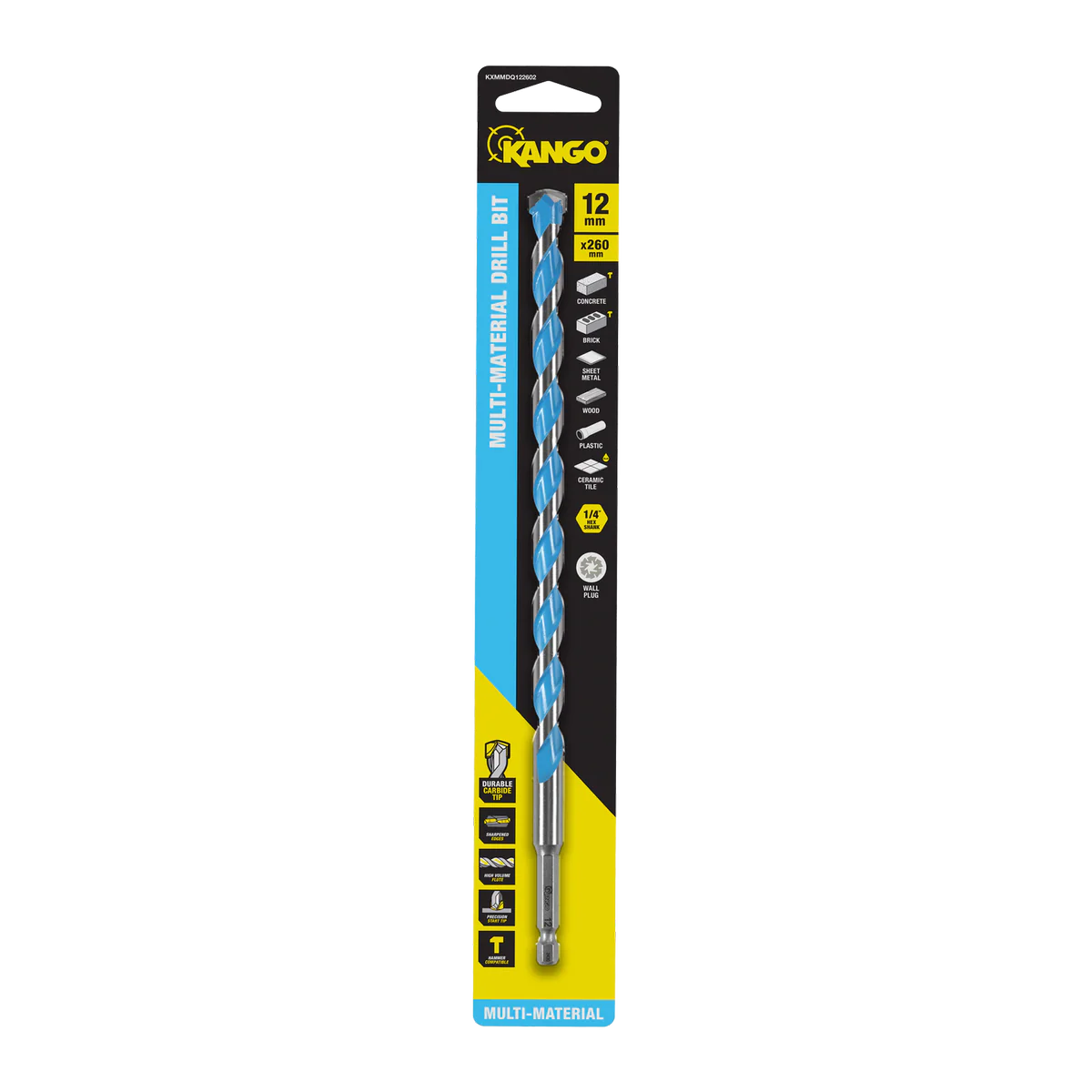 Kango Multi Material Drill Bit 12mm x 260mm - Durable Carbide Tip - Precision Start