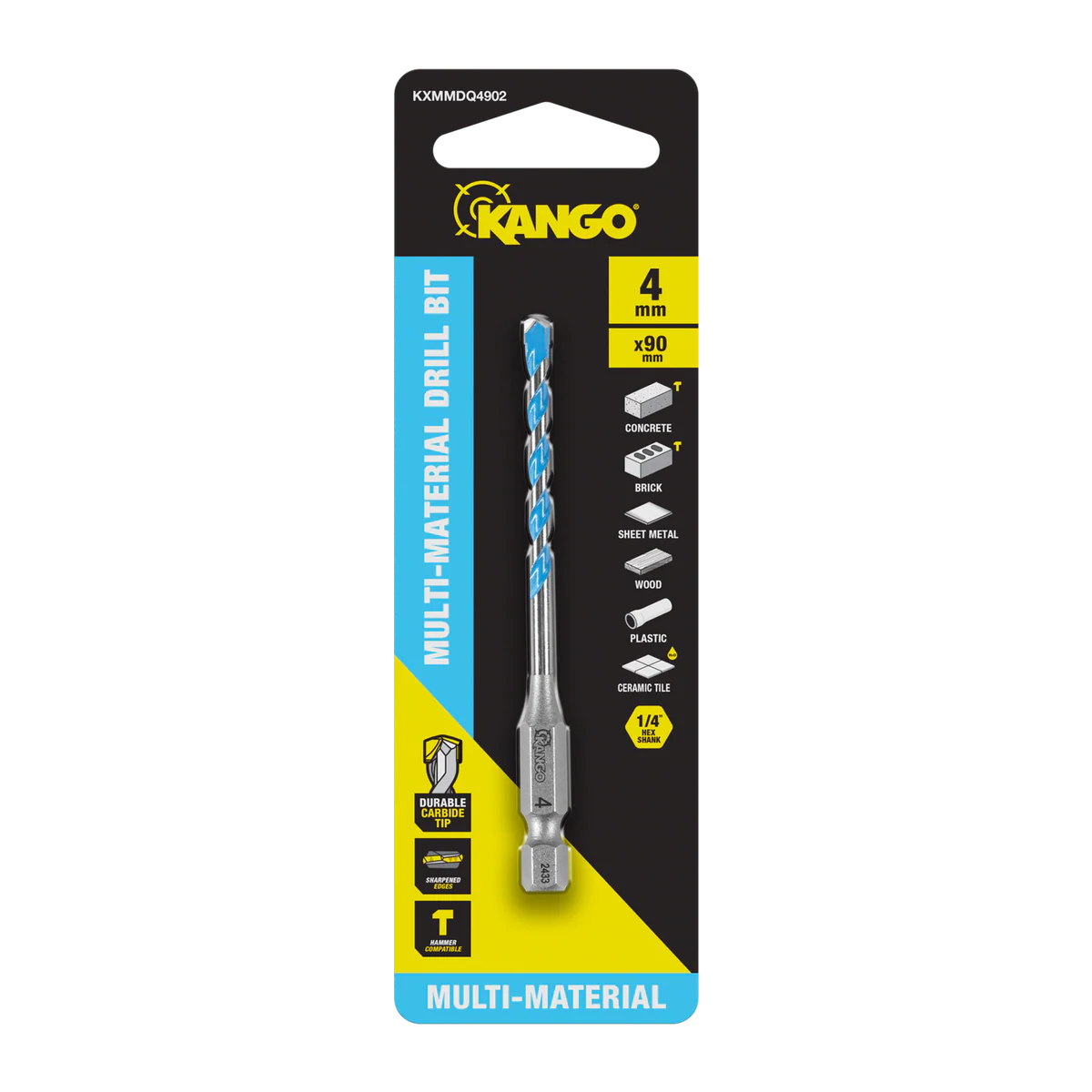 Kango Multi Material Drill Bit 4mm x 90mm - Durable Carbide Tip - Precision Start