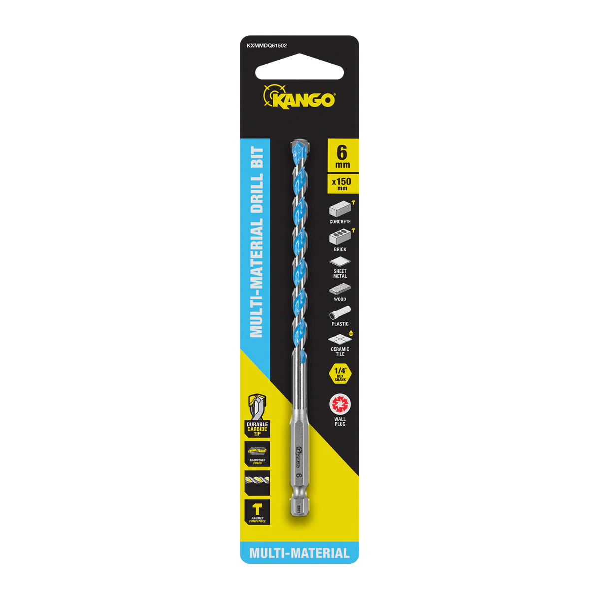 Kango Multi Material Drill Bit 6mm x 150mm - Durable Carbide Tip - Precision Start