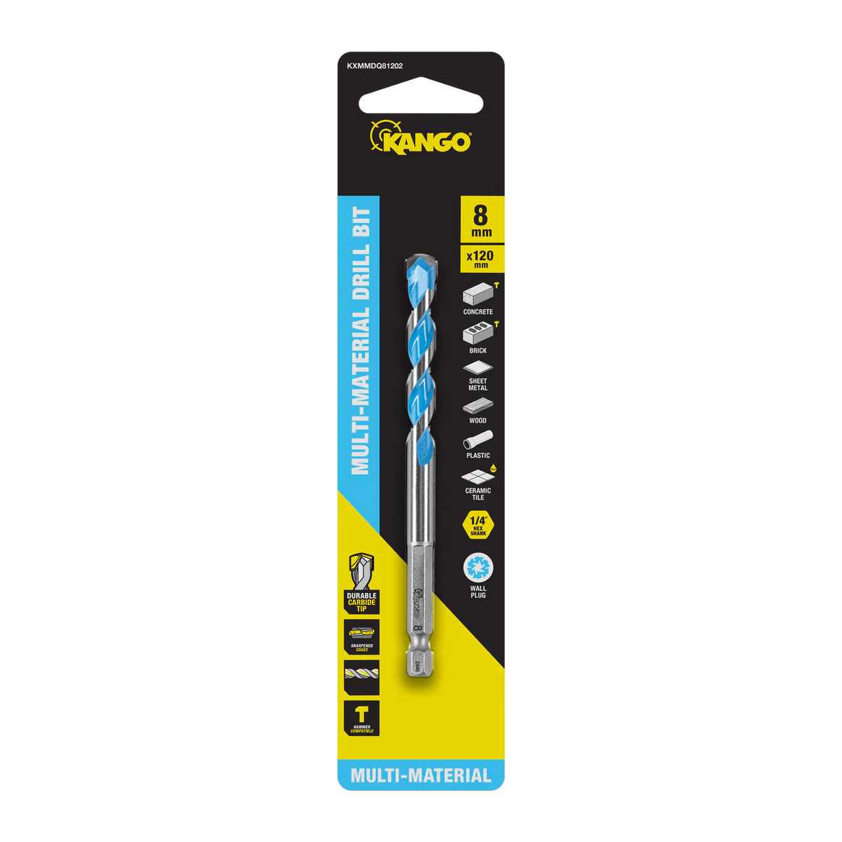 Kango Multi Material Drill Bit 8mm x 120mm - Durable Carbide Tip - Precision Start