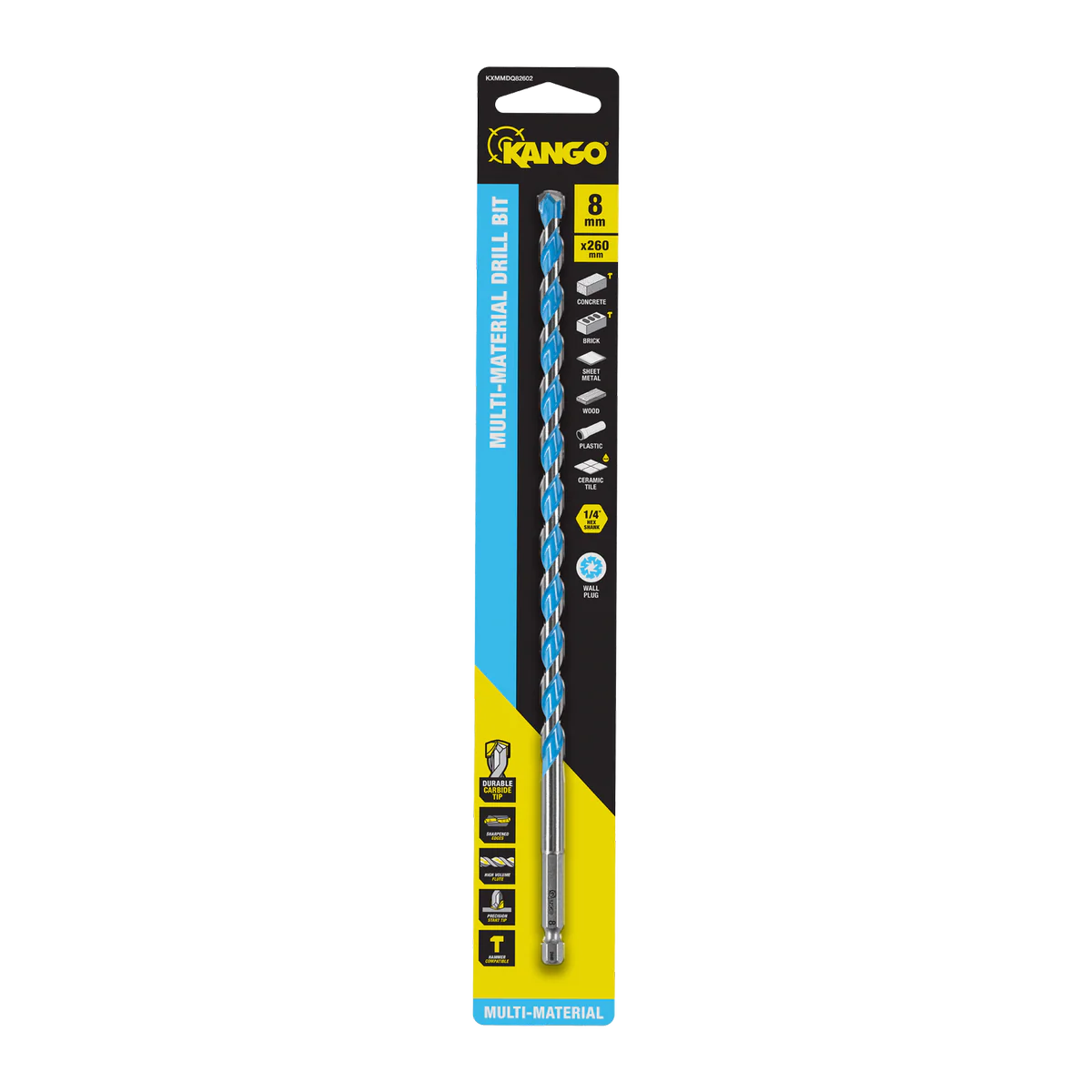 Kango Multi Material Drill Bit 8mm x 260mm - Durable Carbide Tip - Precision Start