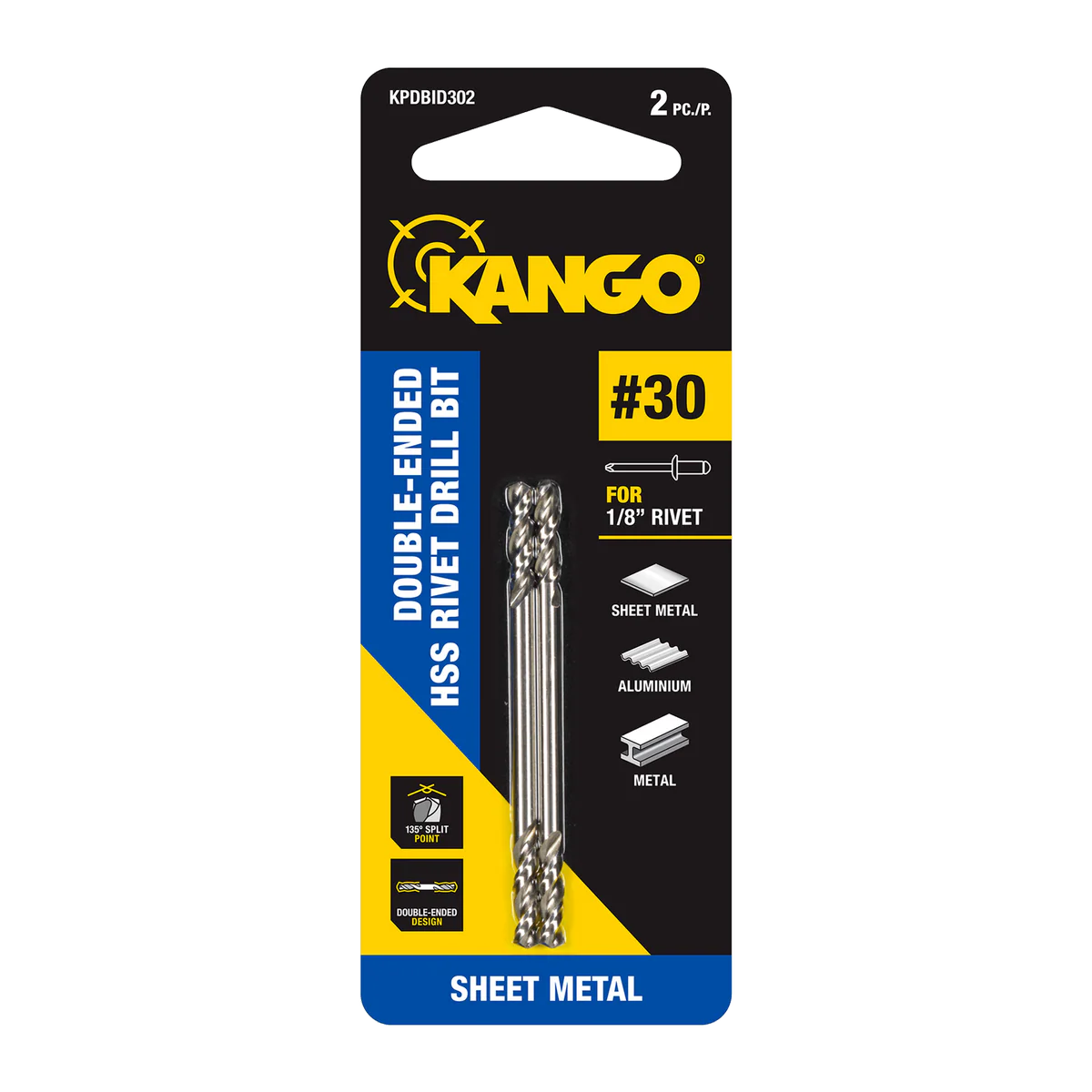 Kango No 30 HSS Double Ended Rivet Drill Bit 2 Pack - 1/8” - Precision Drilling