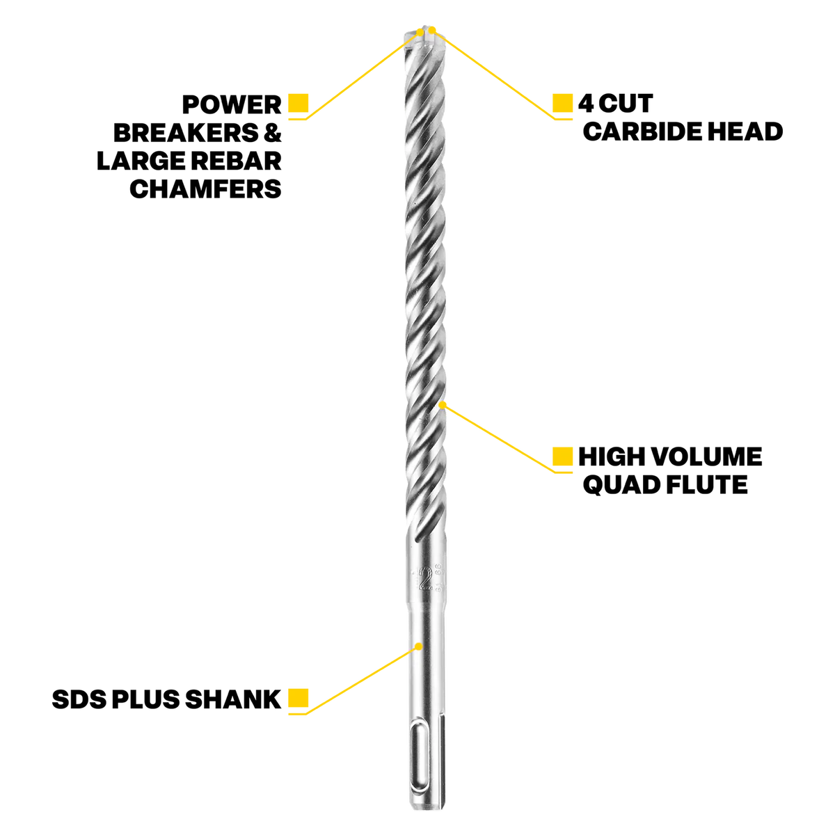 Kango SDS Plus Drill Bit - 10mm x 210mm - Solid Carbide - Demolition Use - Image 2