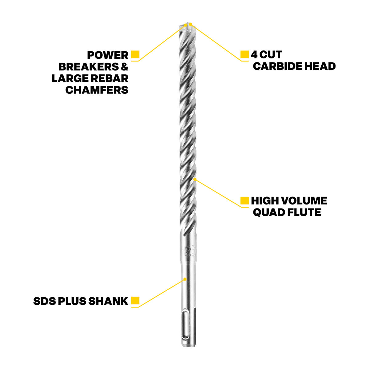Kango SDS Plus Drill Bit - 25mm x 450mm - Solid Carbide - Low Vibration - Image 2