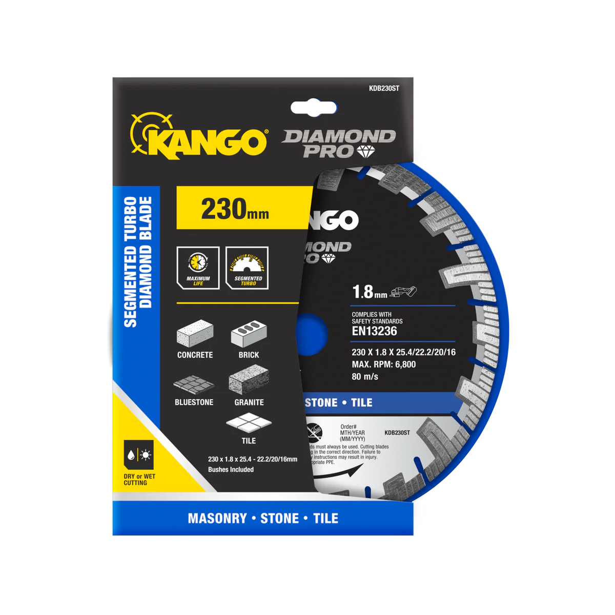 Kango Segmented Turbo Diamond Blade - 230mm - Diamond - Dry Cutting