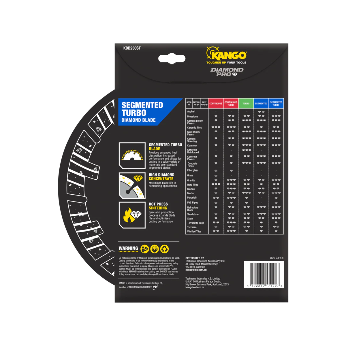 Kango Segmented Turbo Diamond Blade - 230mm - Diamond - Dry Cutting - Image 3