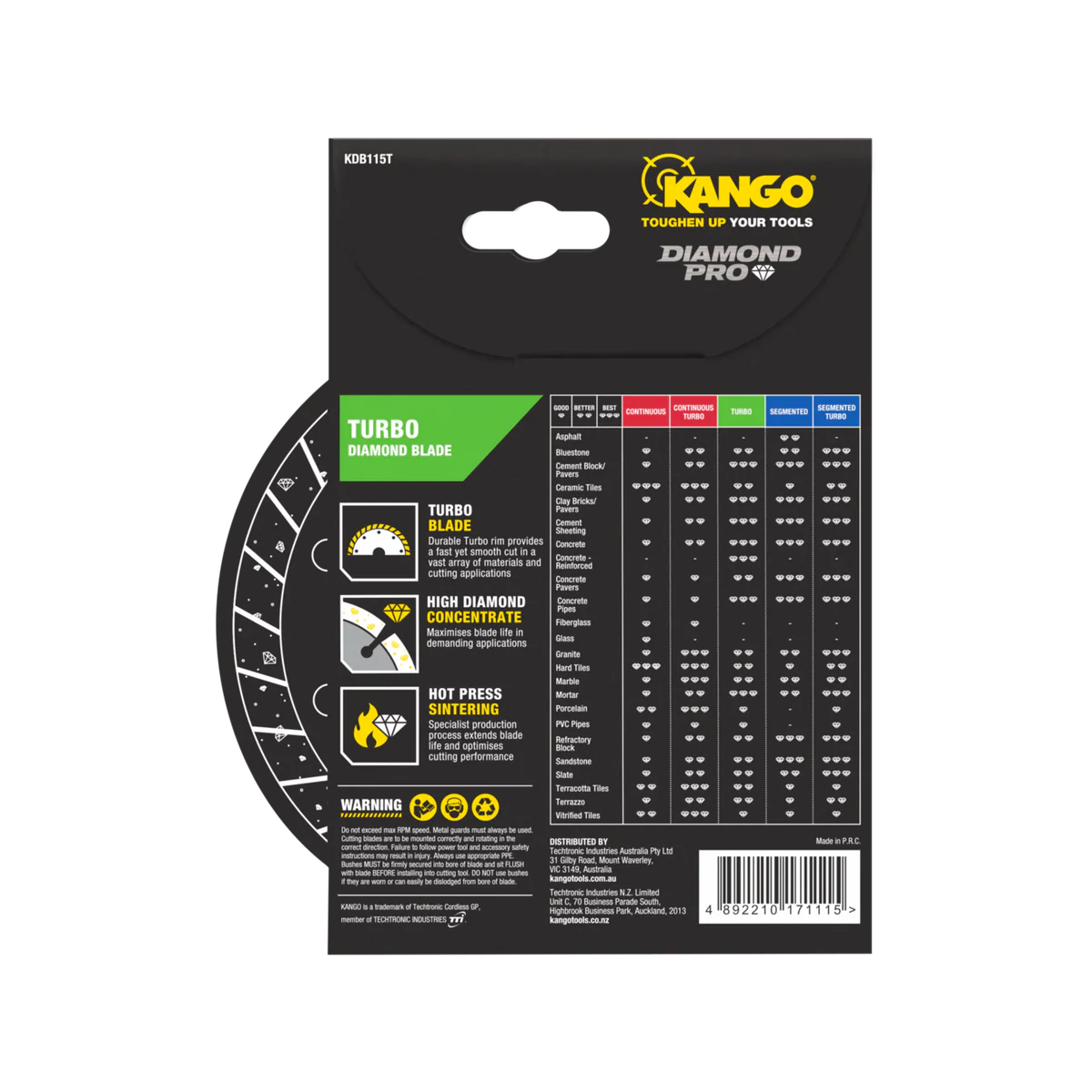 Kango Turbo Diamond Saw Blade - 115mm - Diamond - Fast Cutting - Image 3