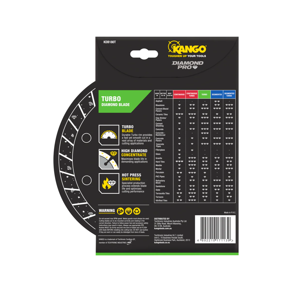 Kango Turbo Diamond Saw Blade - 180mm - Ultra Thin - Fast Cutting - Image 3