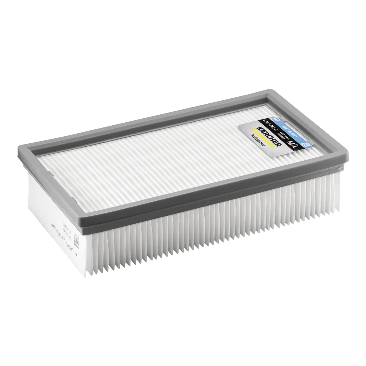 Karcher Flat Pleated Filter - m l Class Wet Dry Vacuum - 200mm x 300mm - Yellow