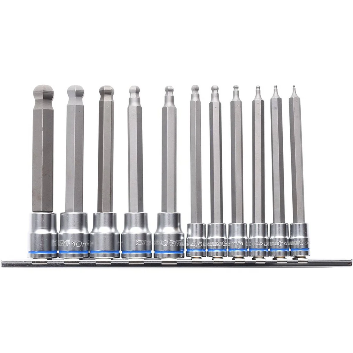 Kincrome 11 Piece Long Series Ball End Hex Socket Set - 1/4" & 3/8" Drive - Chrome Vanadium Steel
