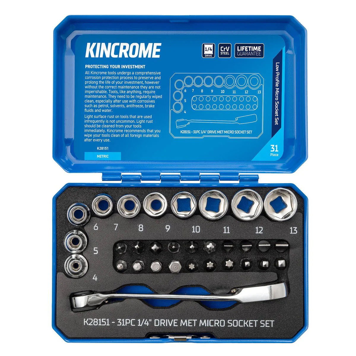 Kincrome 31 Piece 1/4 Drive Metric Micro Socket Set - Compact - Durable - Image 2