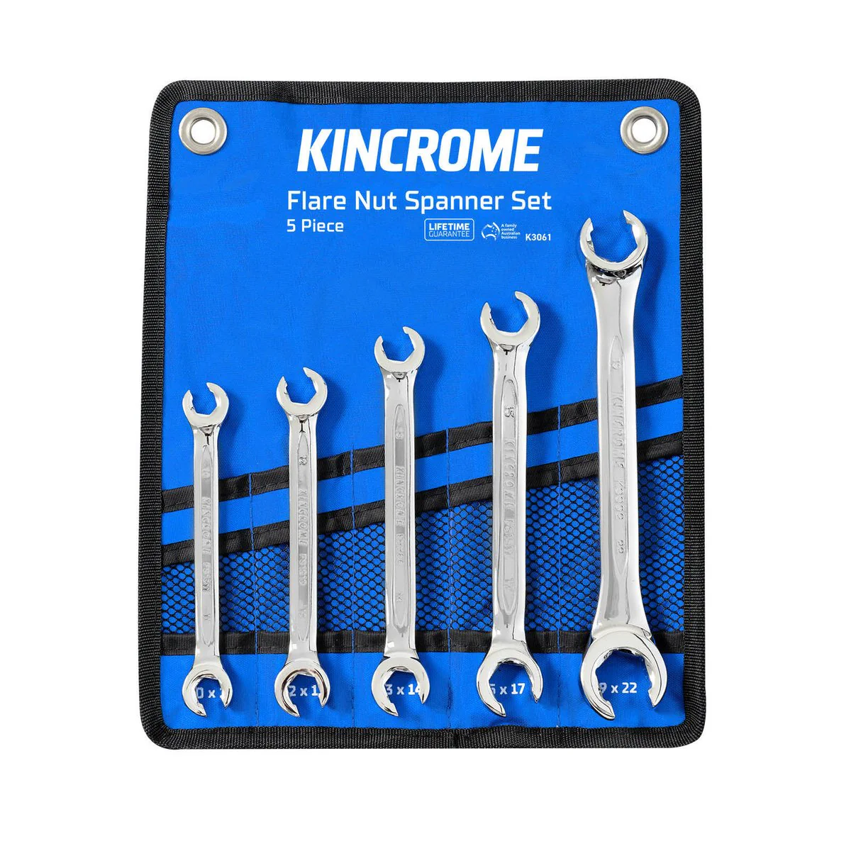 Kincrome 5 Piece Metric Flare Nut Spanner Set - Chrome Vanadium Steel - 76mm x 244mm - Lightweight Design