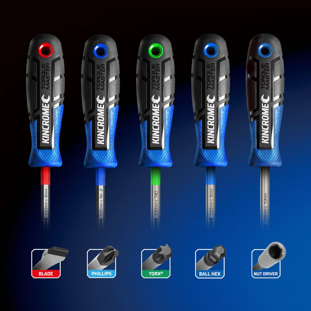 Kincrome 5 x 100mm Torquemaster Ball Hex Screwdriver - S3 Alloy Steel - Magnetic Tips - Image 3