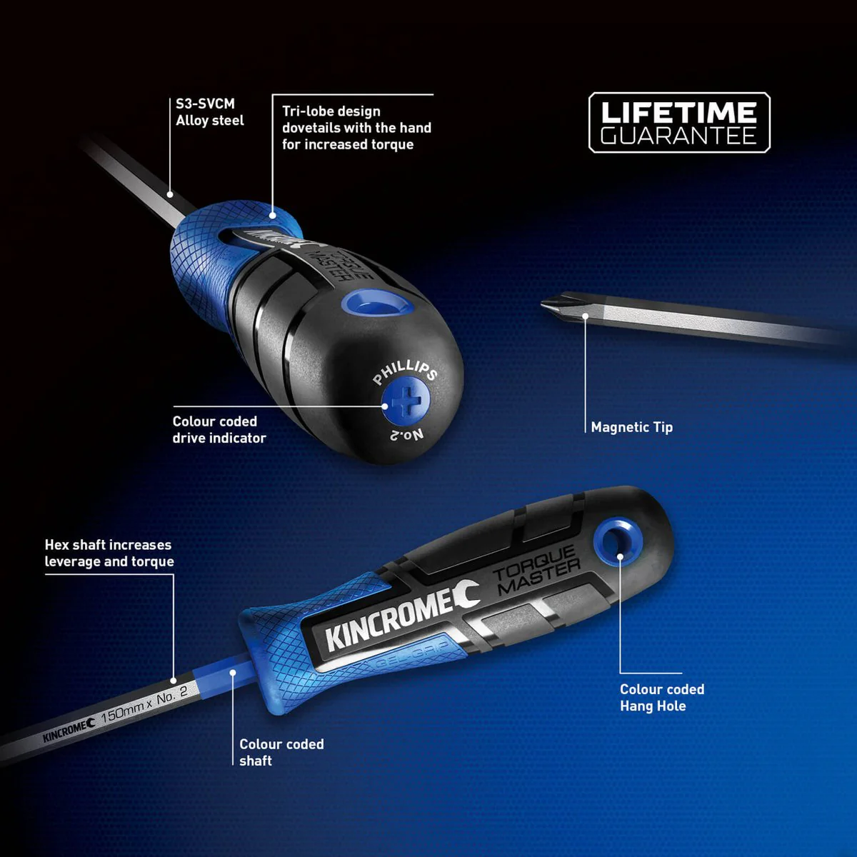 Kincrome Torquemaster Blade Screwdriver - 4 x 100mm - S3 Alloy Steel - Magnetic Tips - Image 4