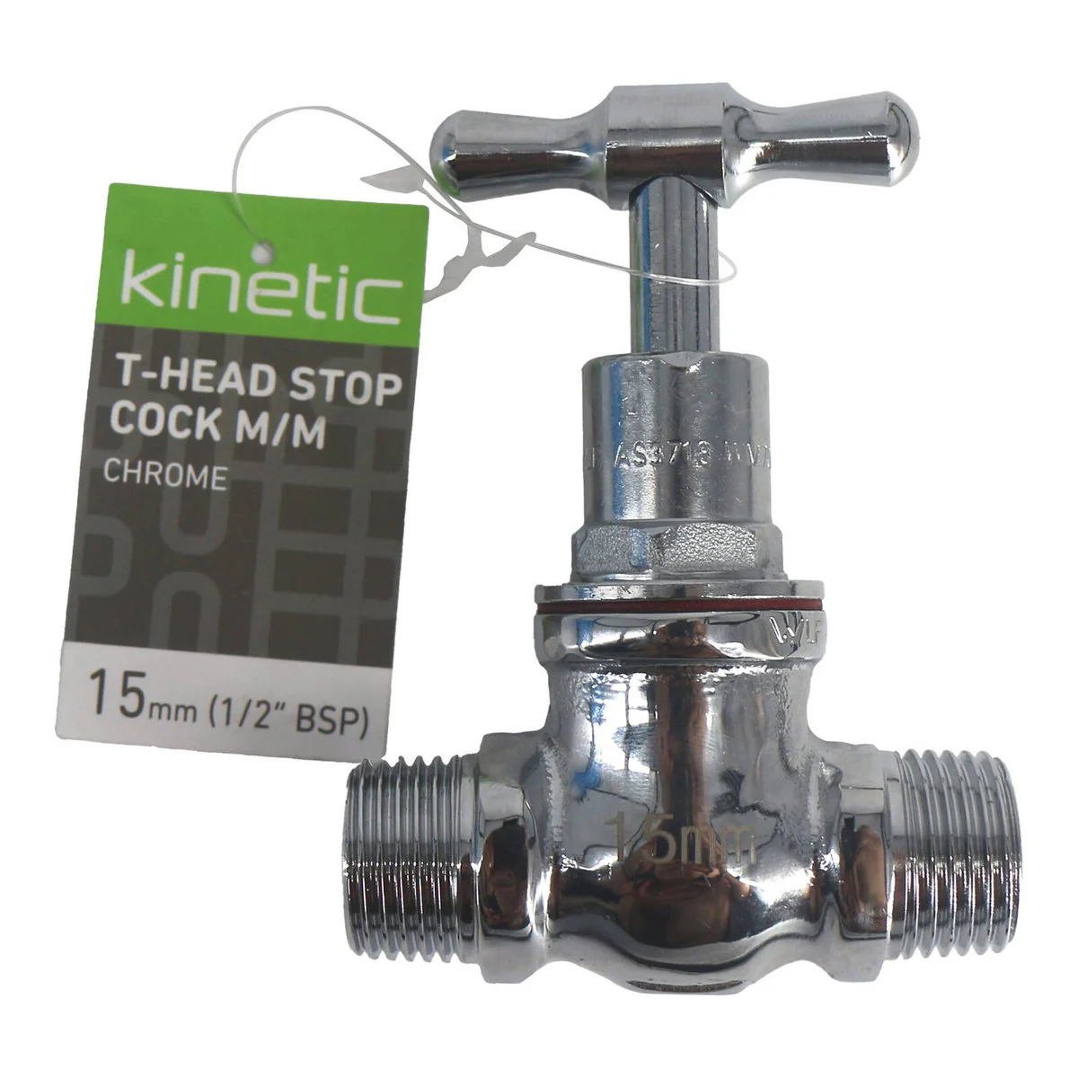 Kinetic 15mm Chrome Male T Head Stop Cock - Lead Free Brass - WaterMark Certified - Image 2