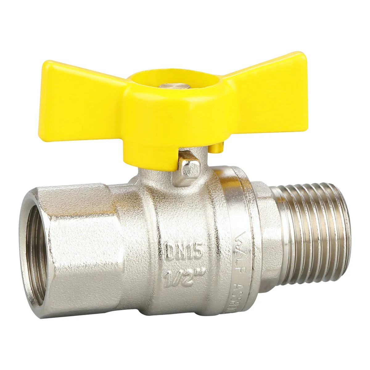 Kinetic 15mm Male Female Butterfly Handle Gas Lever Valve - Lead Free