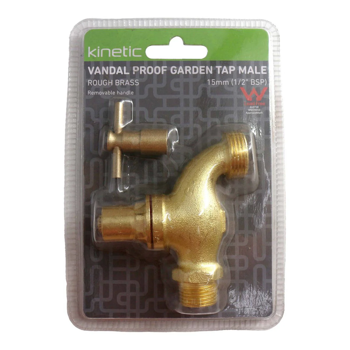 Kinetic Brass Male Vandal Proof Garden Tap 15mm - Lead Free - Durable - Image 2