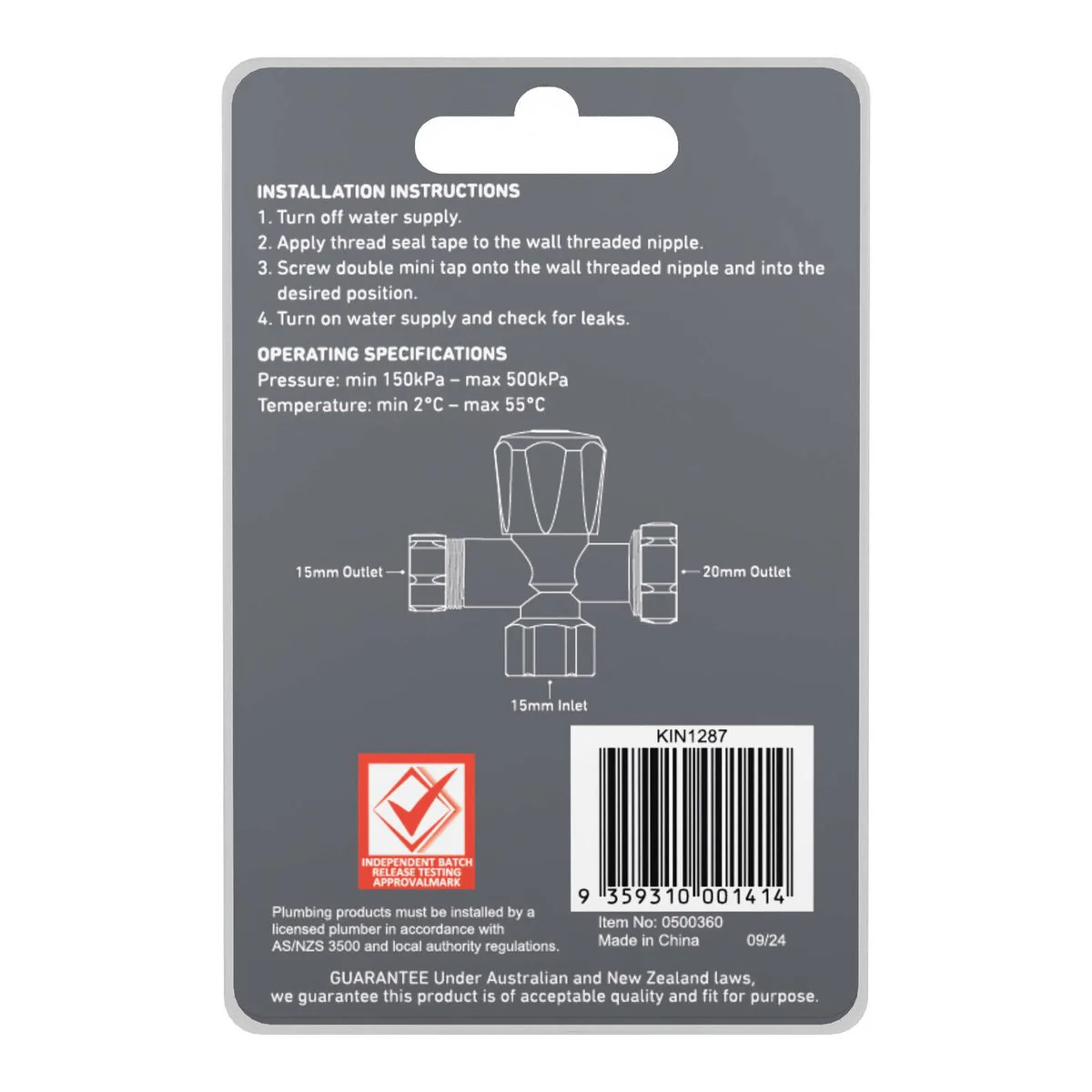 Kinetic Chrome Double Mini Tap - 15mm x 20mm - Lead-Free Brass - Water Control - Image 3