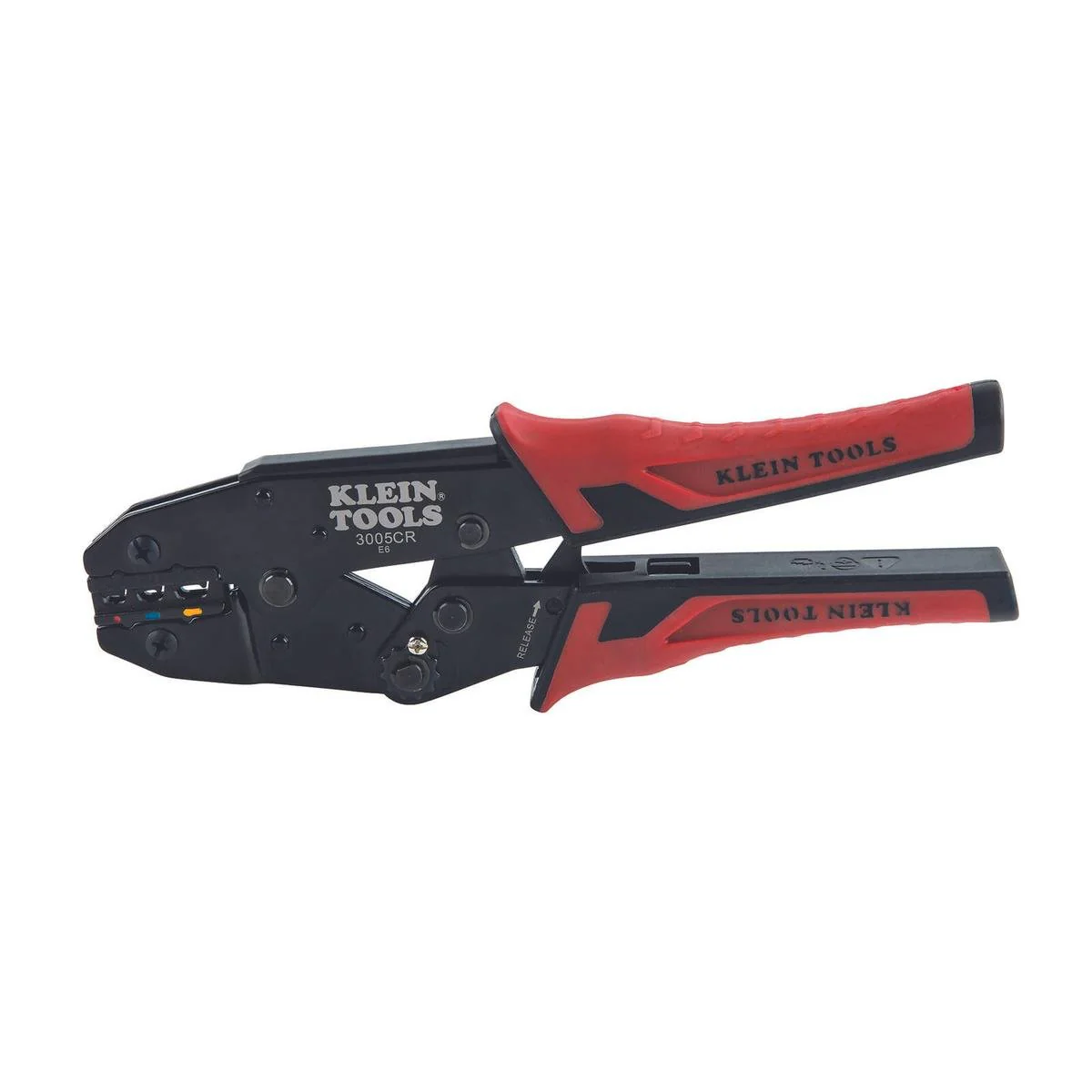 Klein Tools Ratcheting Crimper 0.5-6.0mm2 Insulated Terminals - Adjustable Power - Comfort Grips